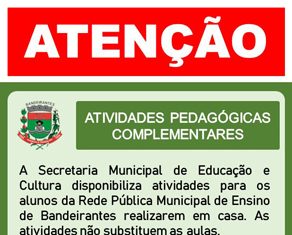 Educação Municipal disponibiliza link para atividades complementares para alunos da rede