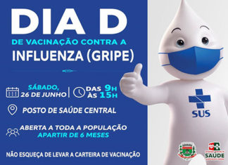 Município realiza neste sábado Dia D de Vacinação contra a Influenza