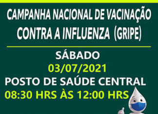Neste sábado, dia 03, tem Campanha de Vacinação contra a Gripe