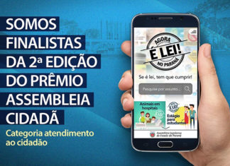 Aplicativo ‘Agora é Lei no Paraná’ é finalista da 2ª edição do prêmio Assembleia Cidadã promovido pela UNALE