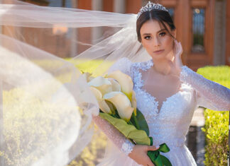 Maria Fernanda desfila vestido de noiva suntuoso da estilista Beth Veraldo