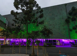 Assembleia Legislativa é iluminada com a cor do agosto lilás