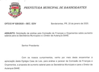 Prefeito quer aumento dos salários da equipe de secretários em 49,37%