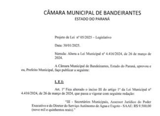 Elaborado Projeto de Lei que aumenta salários em 49,37% do primeiro escalão da Prefeitura
