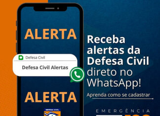 População pode adicionar Defesa Civil para receber alertas no WhatsApp