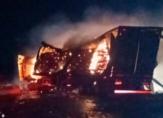 Colisão na PR-323 em Sertaneja deixa dois feridos e veículo incendiado