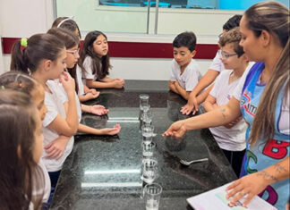 Ciência que toca: alunos do Colégio Maximus exploram conceitos de som com copos musicais