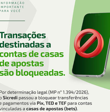 Em cumprimento à determinação legal, Sicredi bloqueia transações destinadas a contas de casas de apostas