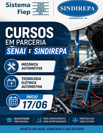 Parceria entre SENAI e SINDIREPA abre inscrições para cursos automotivos em Bandeirantes